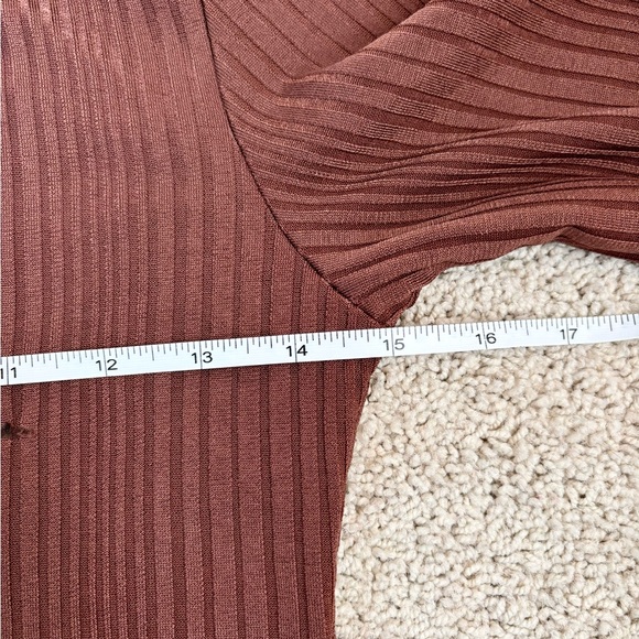 asos stradivarius rose brown ribbed long sleeve top - Picture 11 of 13